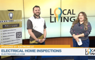 Studio setup with Local Living hosts; on-screen banner reads 'Electrical Home Inspections'.